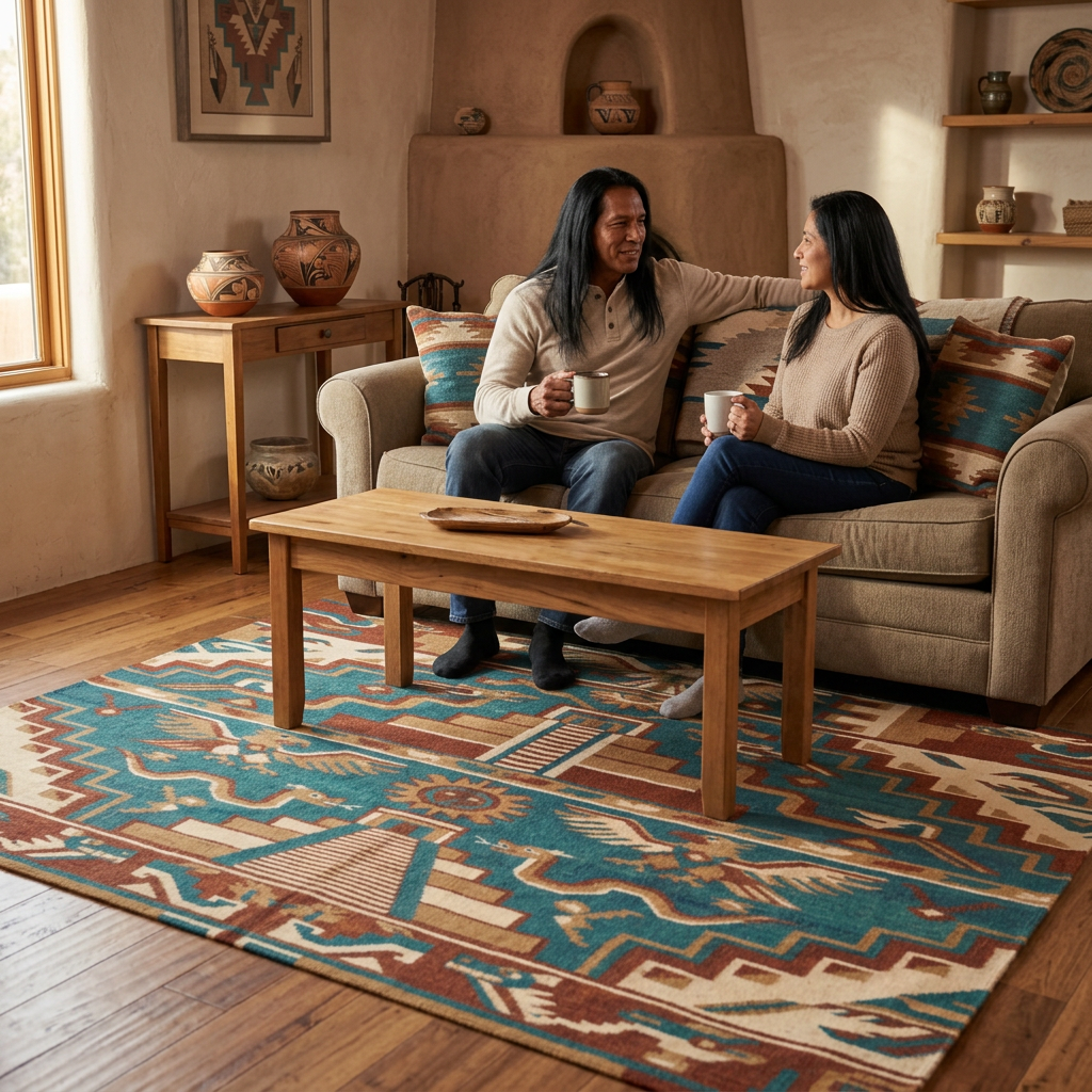 Southwestern Tribal Pattern Area Rug | Aztec Geometric Design