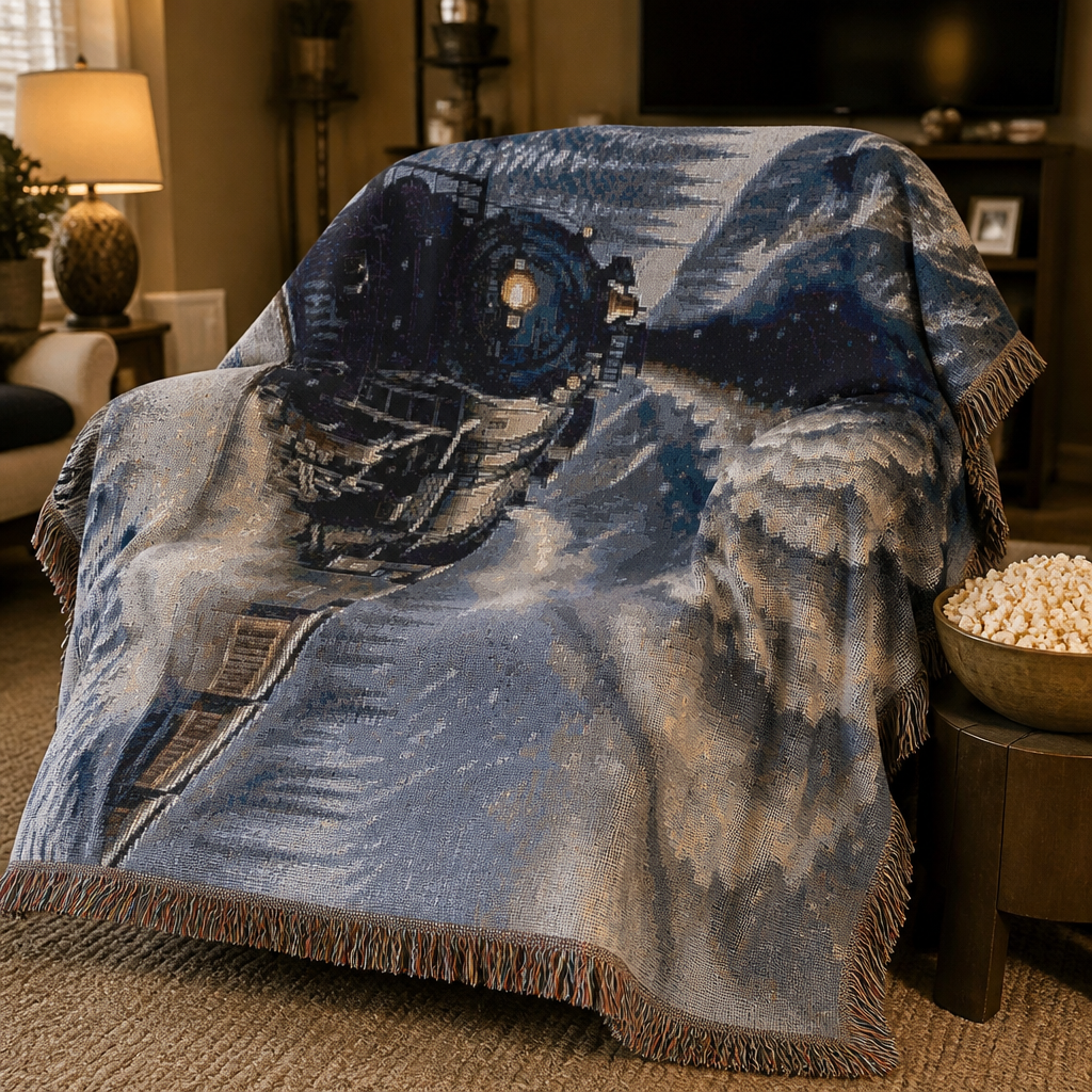 Steam Train Woven Blanket | Vintage Locomotive Throw