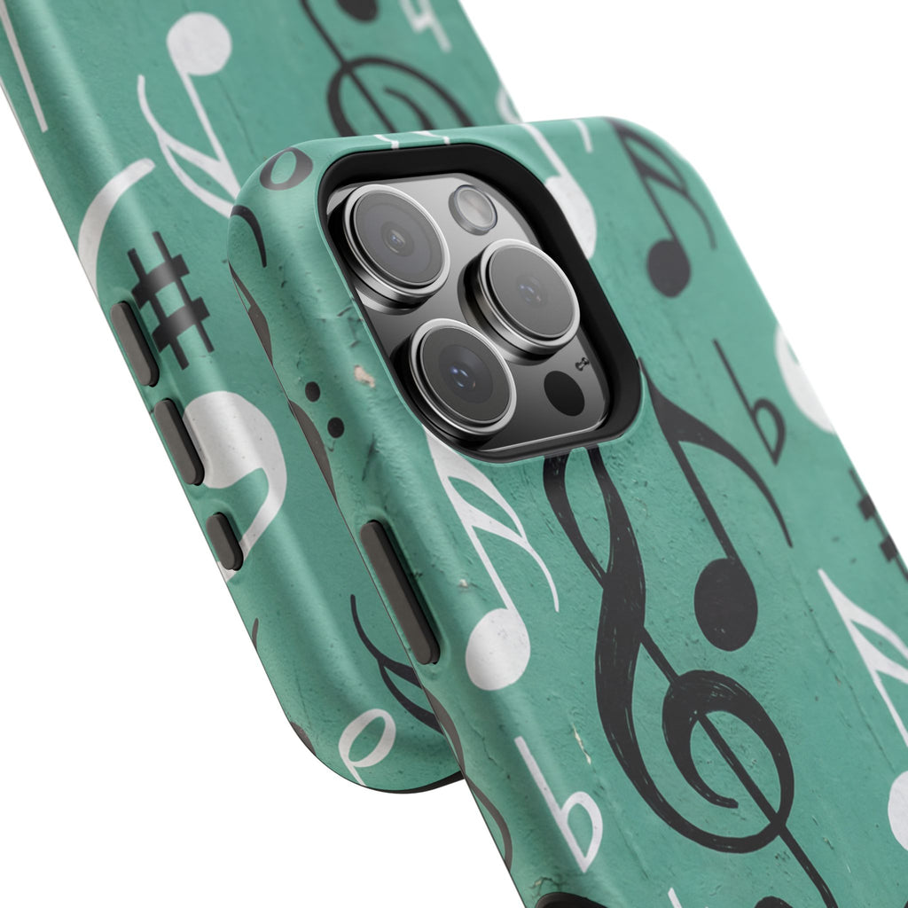Teal Music Notes Phone Case | Impact-Resistant Case