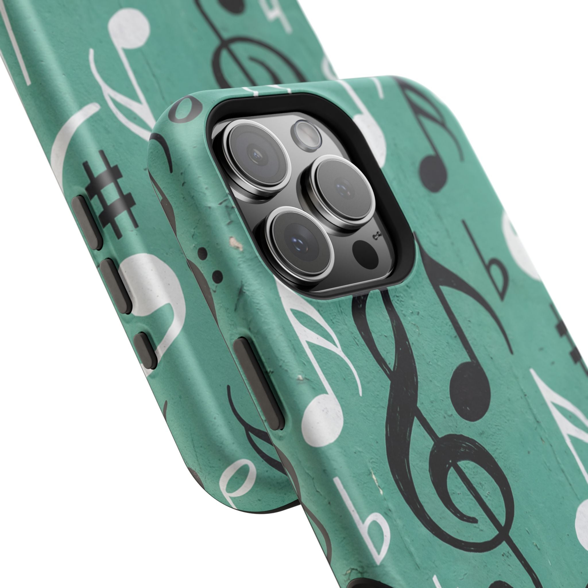 Teal Music Notes Phone Case | Impact-Resistant Case