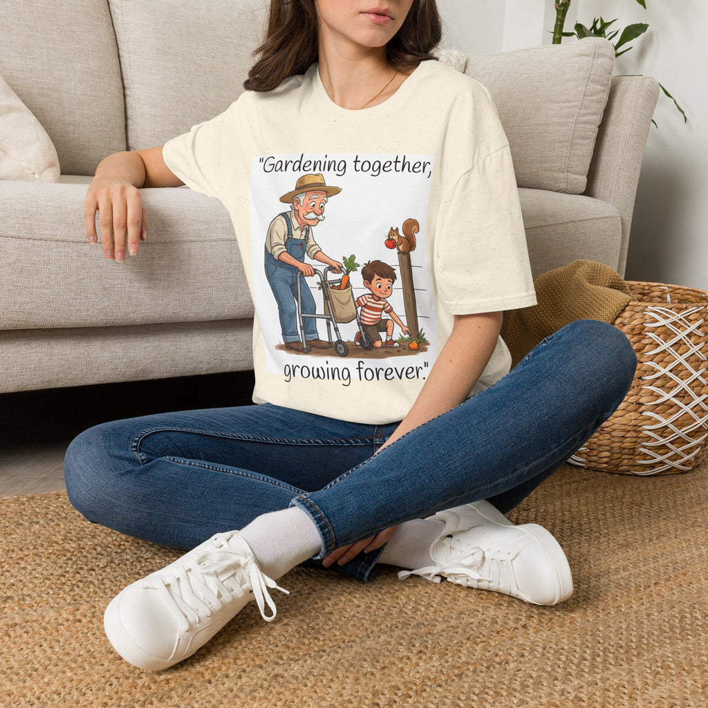 Gardening Together Growing Forever T-Shirt | Grandpa and Child Garden Design