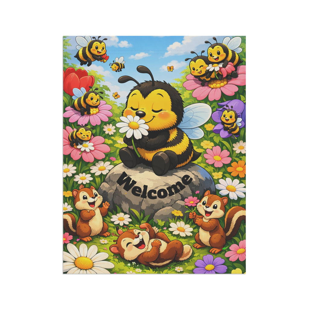 Cute Bee Welcome Garden Flag | House Banner, Floral Spring Decor