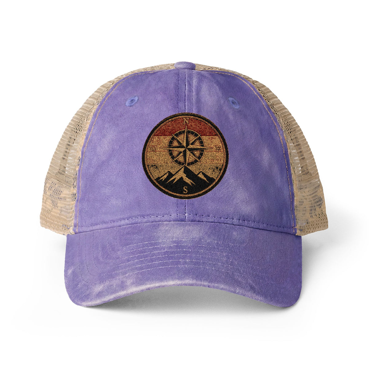 Women's Washed Mesh-Back Cap/Rose Compass