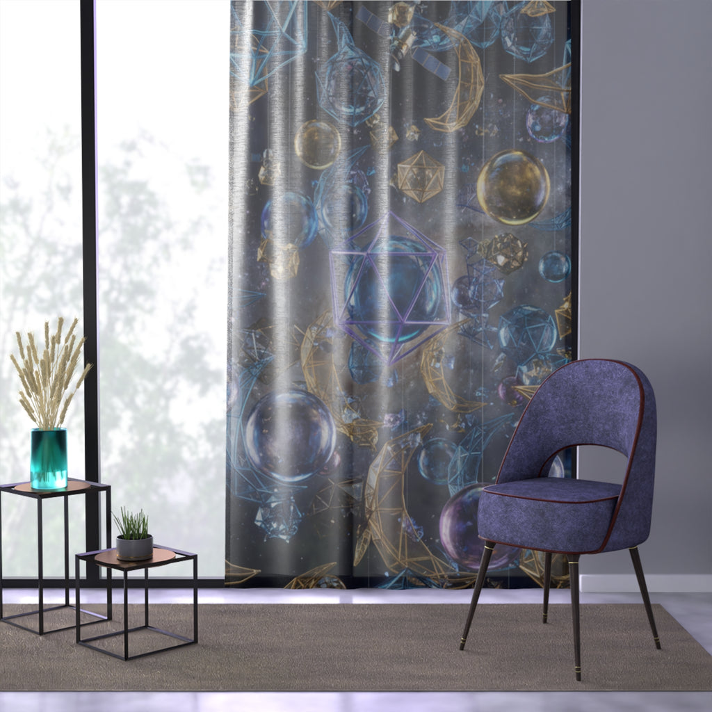 Mystic Crystal Orbs Window Curtain/ Celestial Geometric Sheer Panel