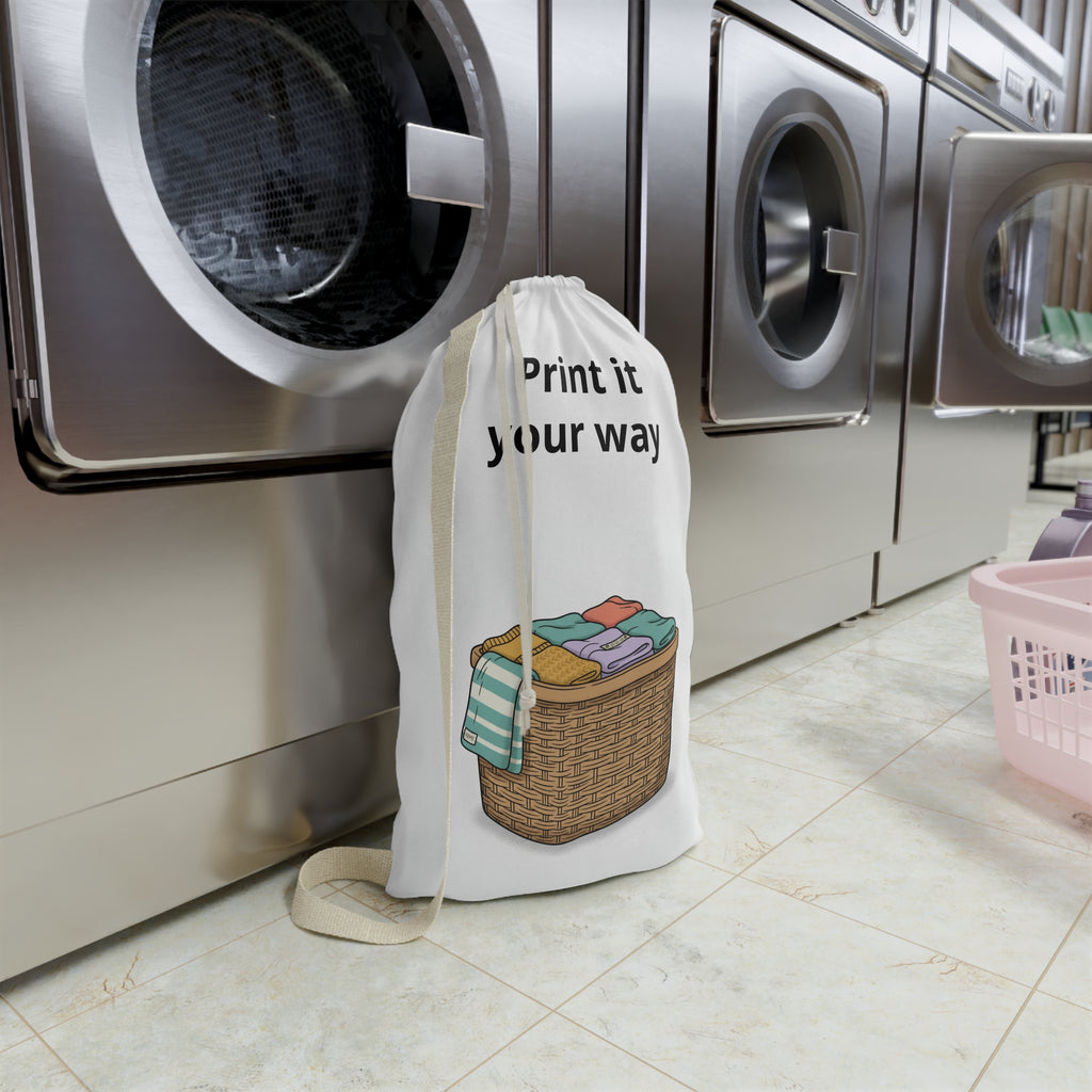 Laundry Basket Illustration Laundry Bag | Printed Canvas Laundry Sack