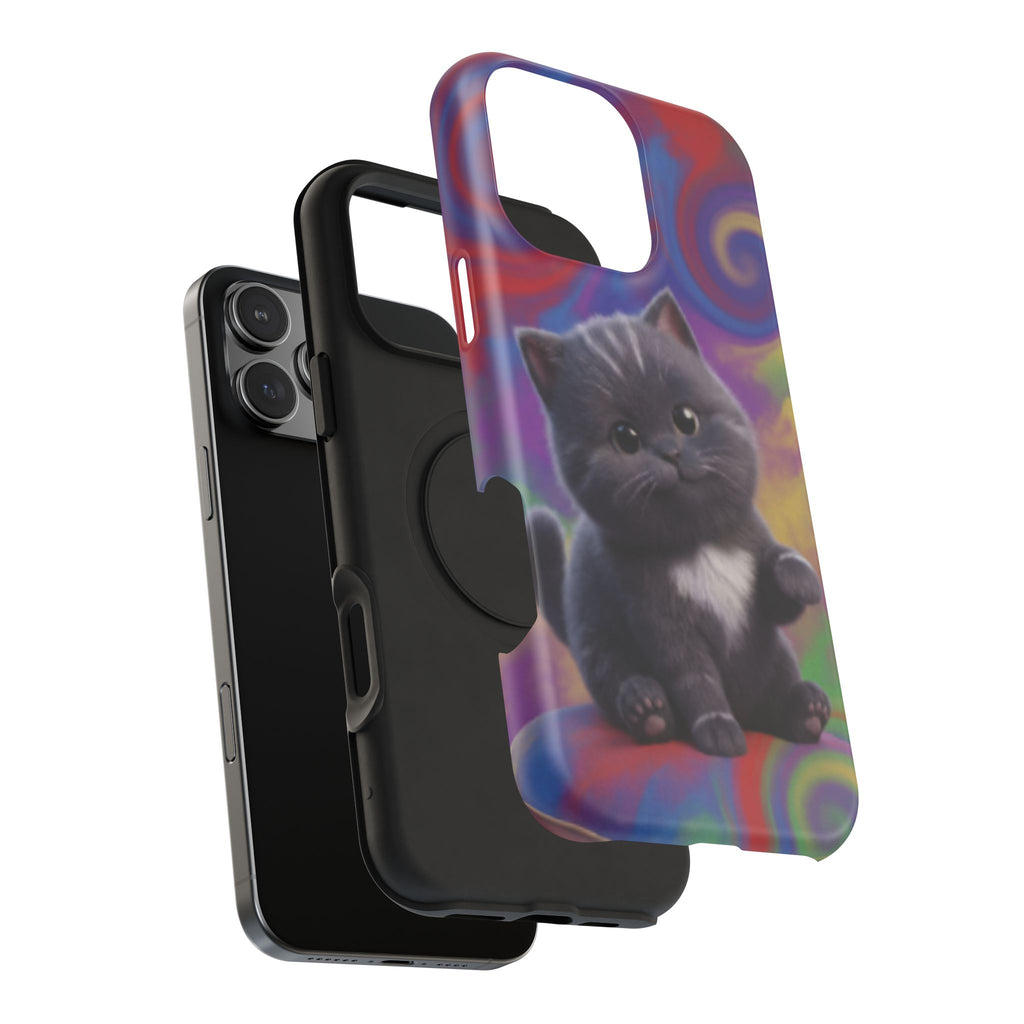 Kawaii Gray Kitten phone case | Impact-Resistant Case