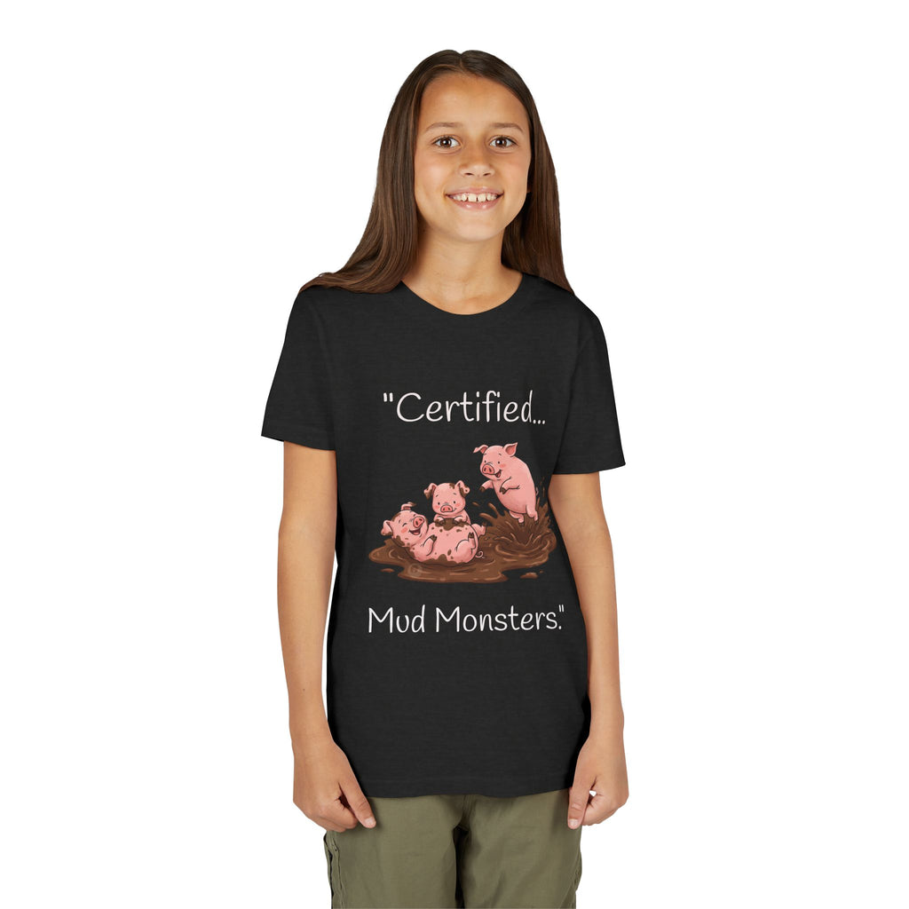 Youth Tee / "Certified Mud Monsters" Playful Piglets Graphic