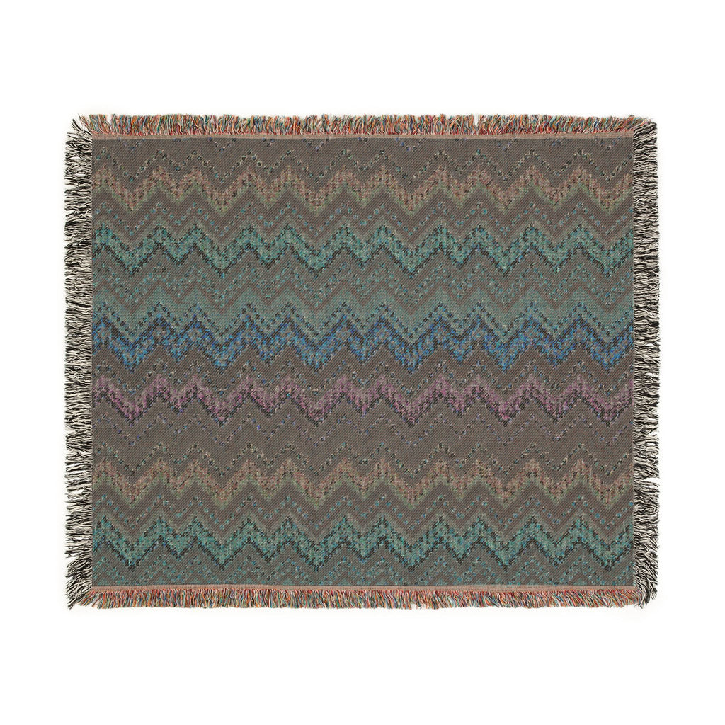 Chevron Ombré Woven Fringe Blanket - Multicolor Zigzag