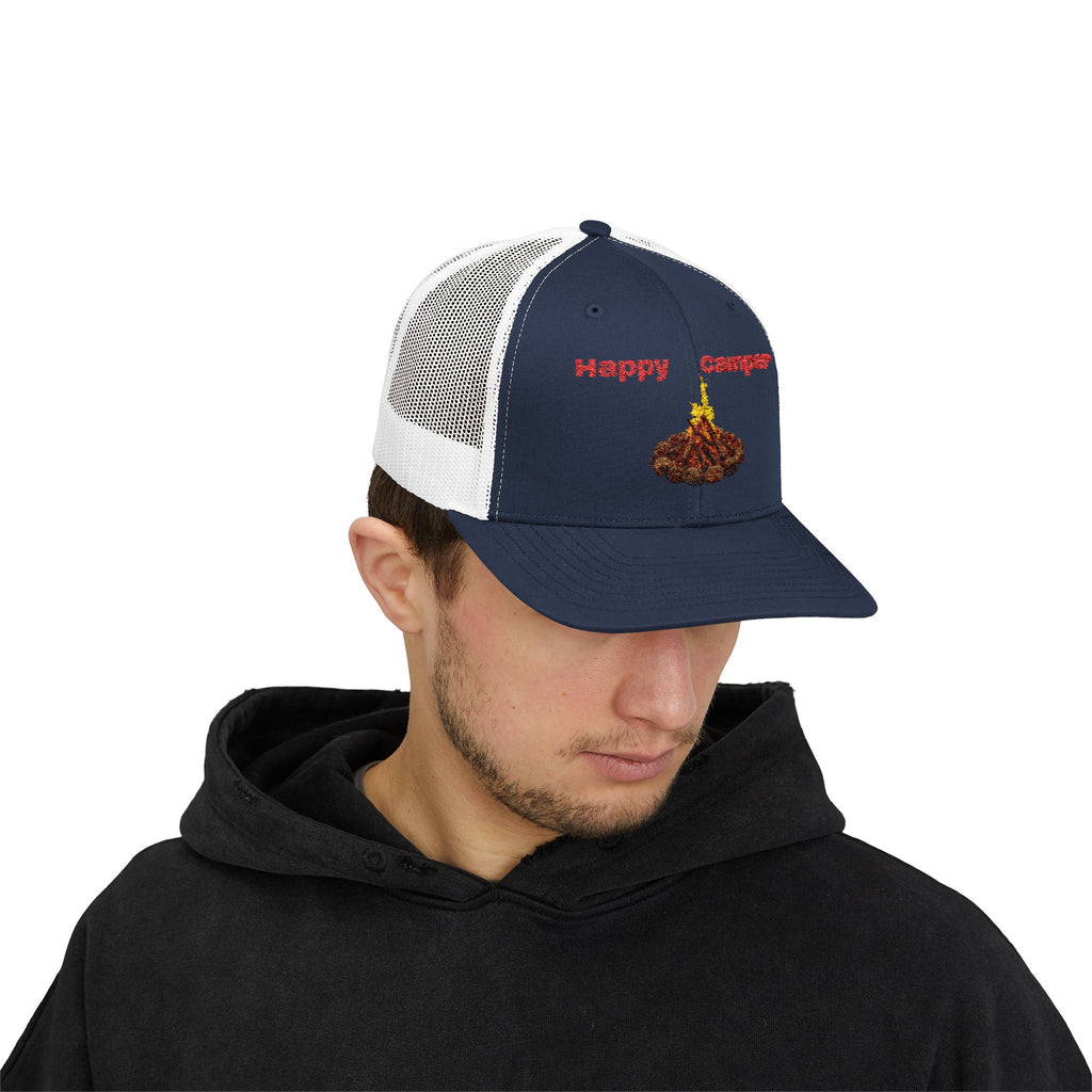 Happy Camper campfire Embroidered Snapback Cap | Trucker hat