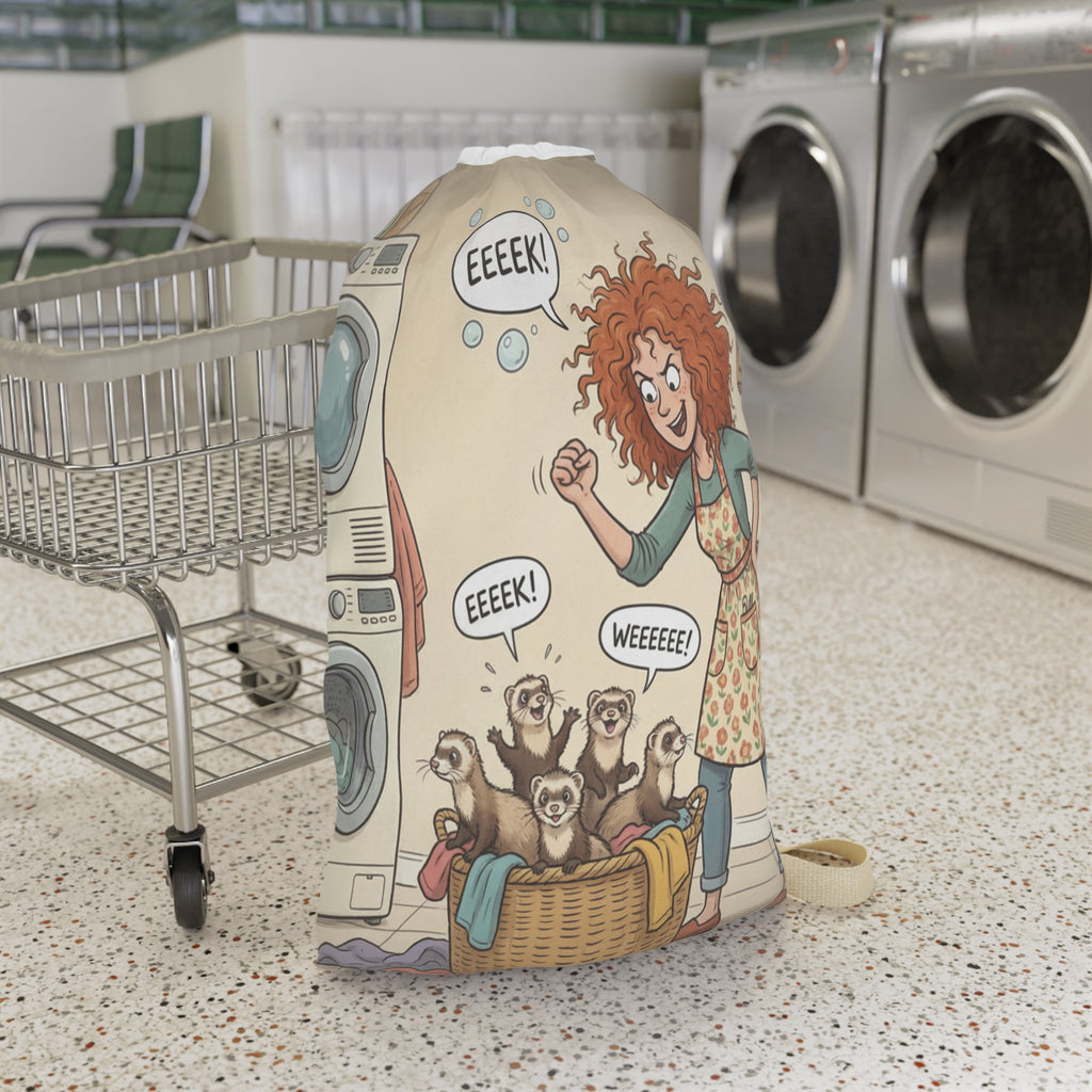 Laundry Bag - Funny Ferrets Playing