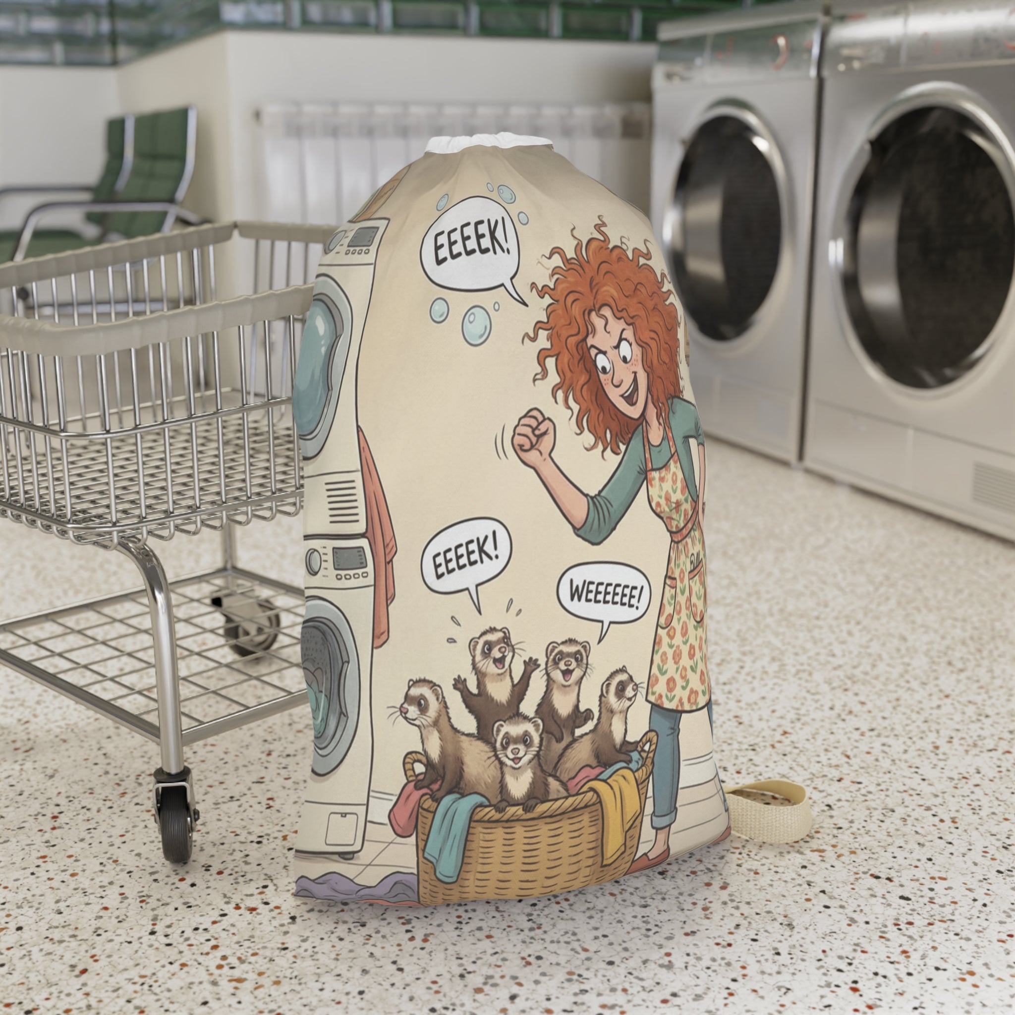 Laundry Bag - Funny Ferrets Playing