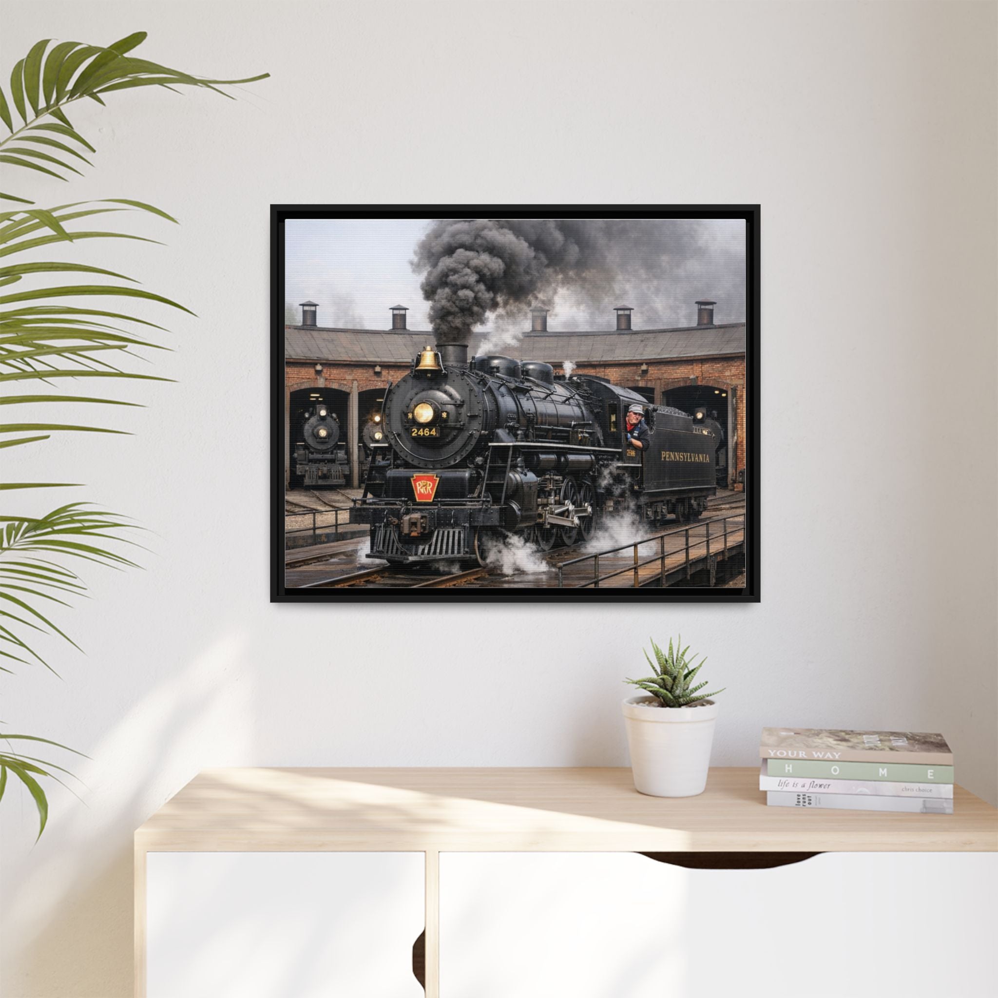 Framed Steam Train/Matte Canvas60 (Multi-color)