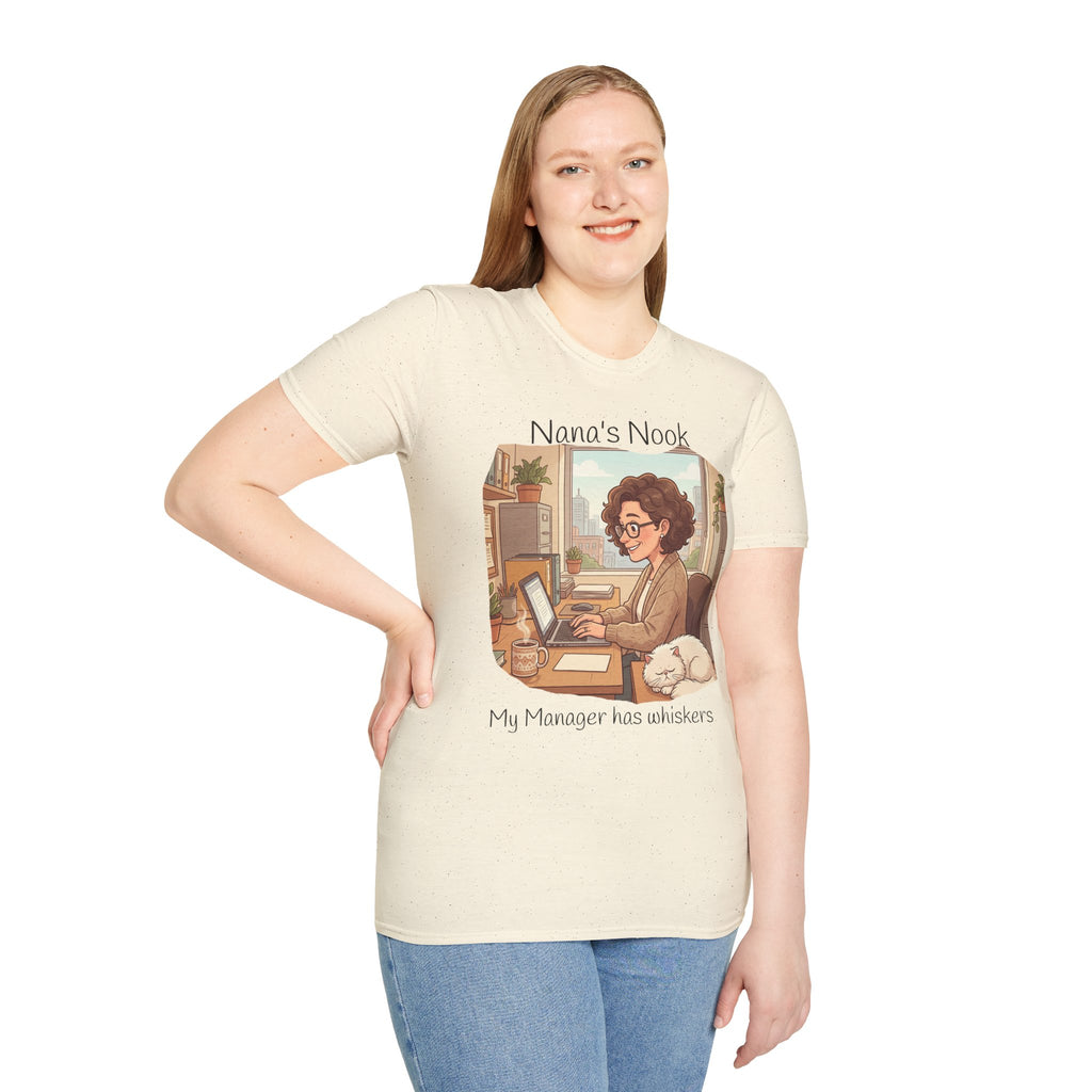 T-Shirt / "Nana's Nook: My Manager Has Whiskers" Cozy Grandma Cat Lover Tee