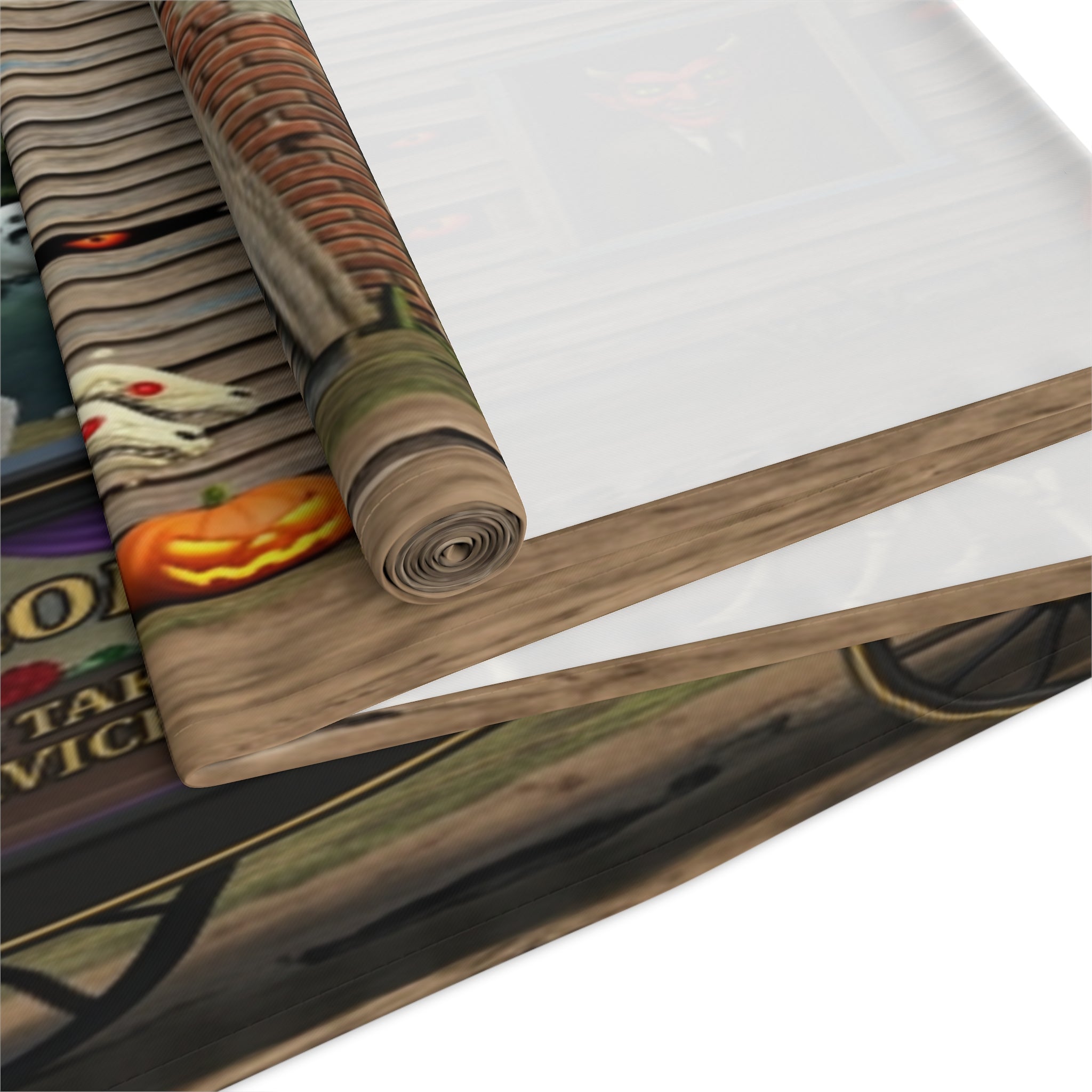Haunted  Scene Table Runner | Halloween Spooky Coffin Carriage