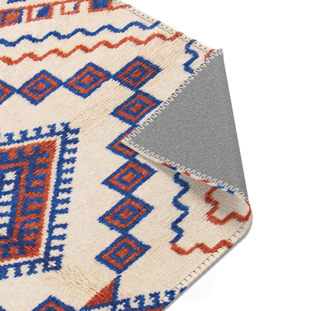 Southwestern Diamond Pattern Area Rug | Blue Rust Geometric