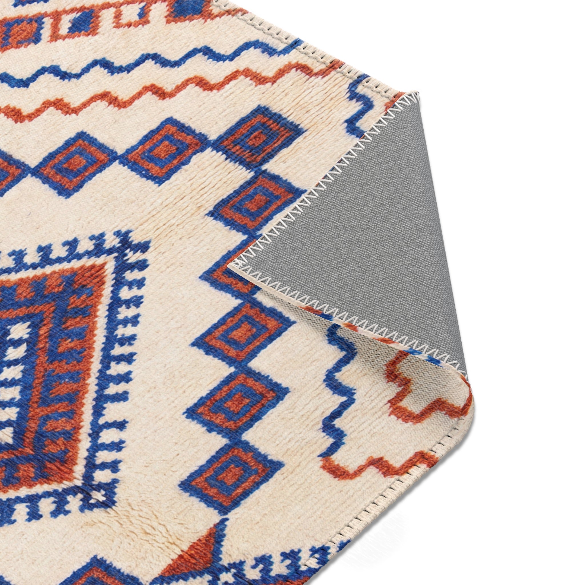 Southwestern Diamond Pattern Area Rug | Blue Rust Geometric