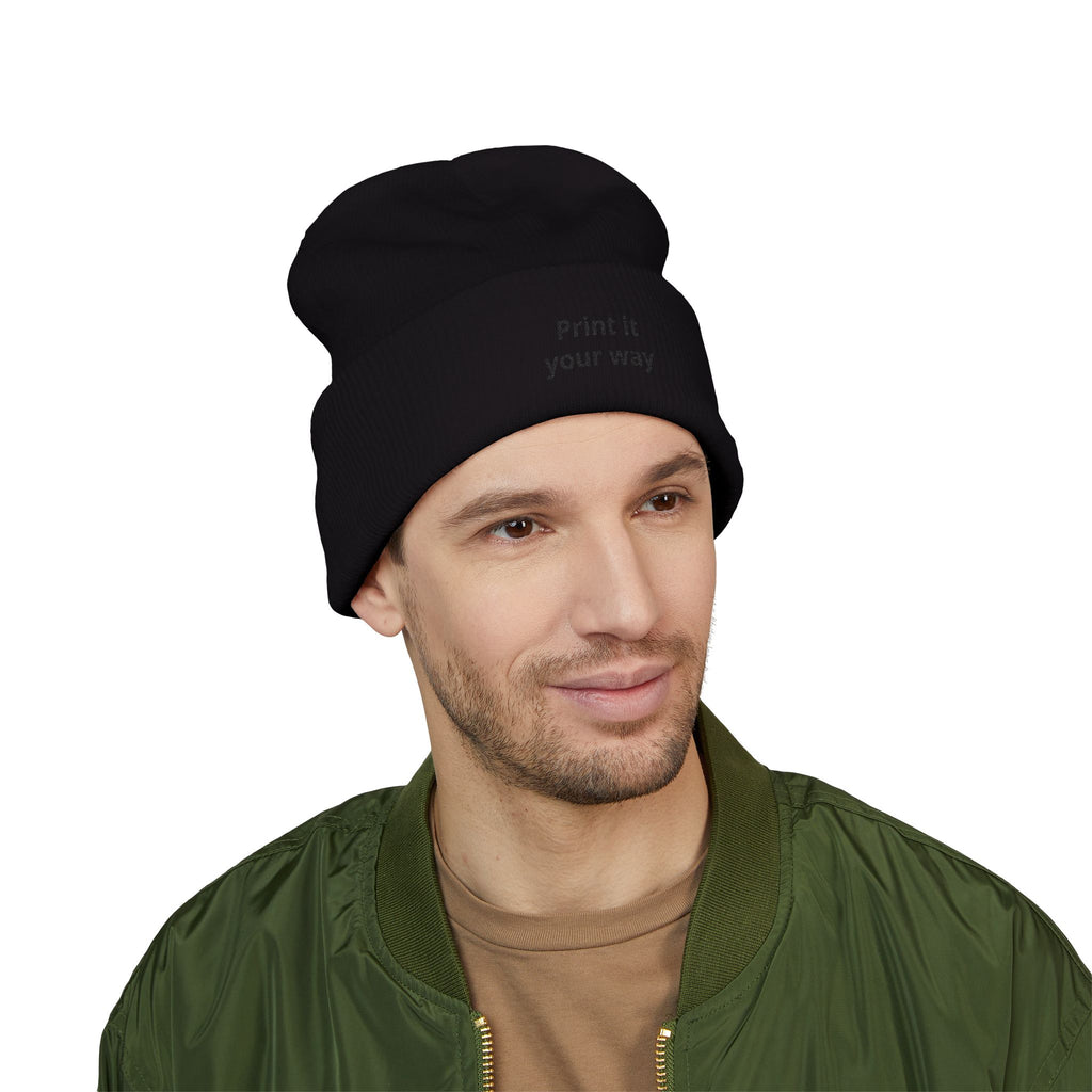 Print It Your Way beanie | Cuffed Embroidered Beanie, Custom Text