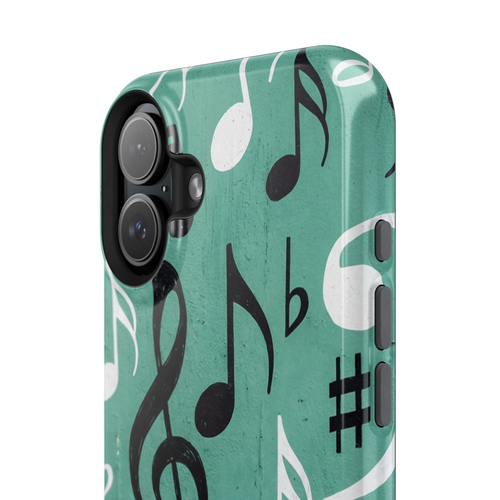 Teal Music Notes Phone Case | Impact-Resistant Case