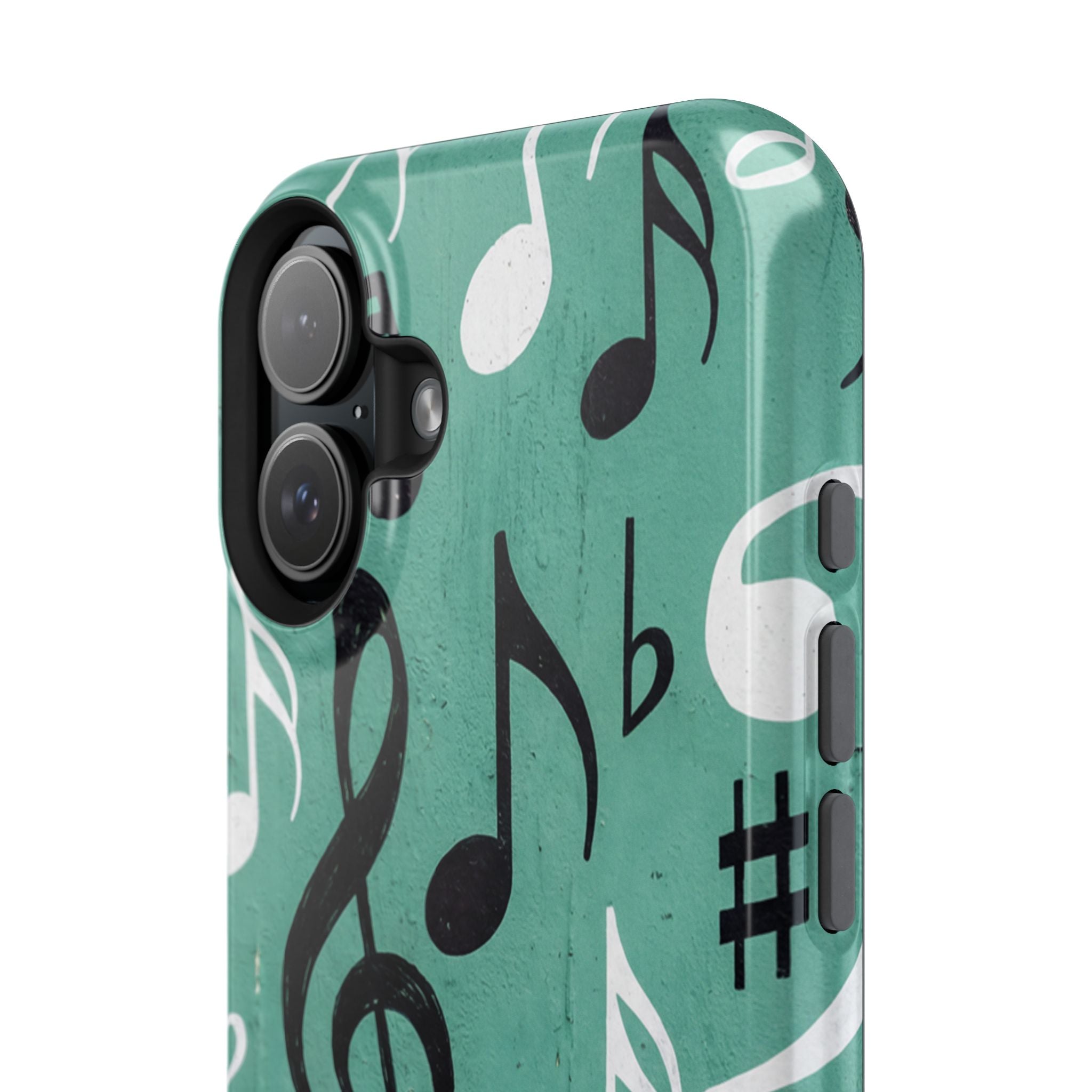 Teal Music Notes Phone Case | Impact-Resistant Case