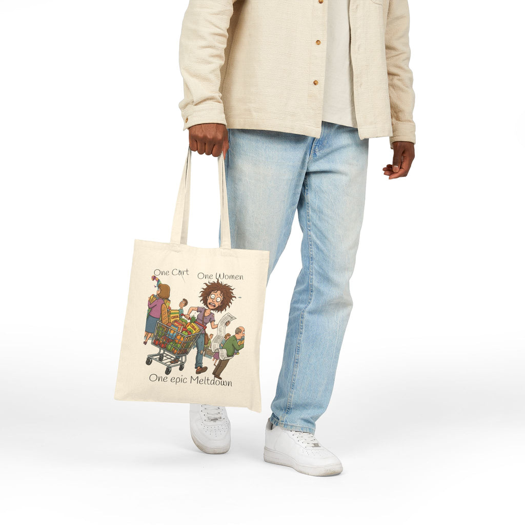 Funny Grocery Tote Bag / Epic Meltdown" Cotton Canvas Shopper