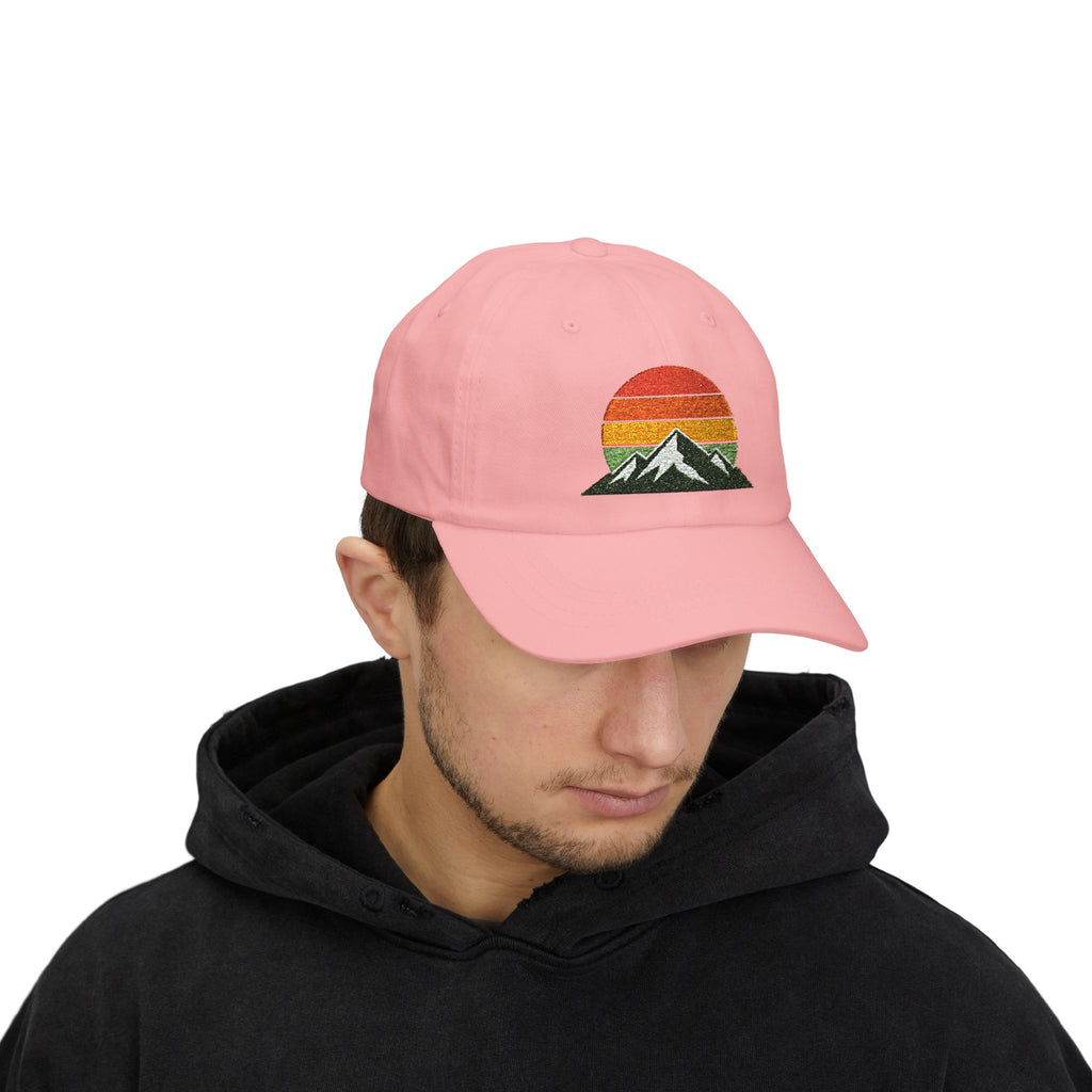 Retro Mountain Sunset Dad Cap | Embroidered Mountain Hat