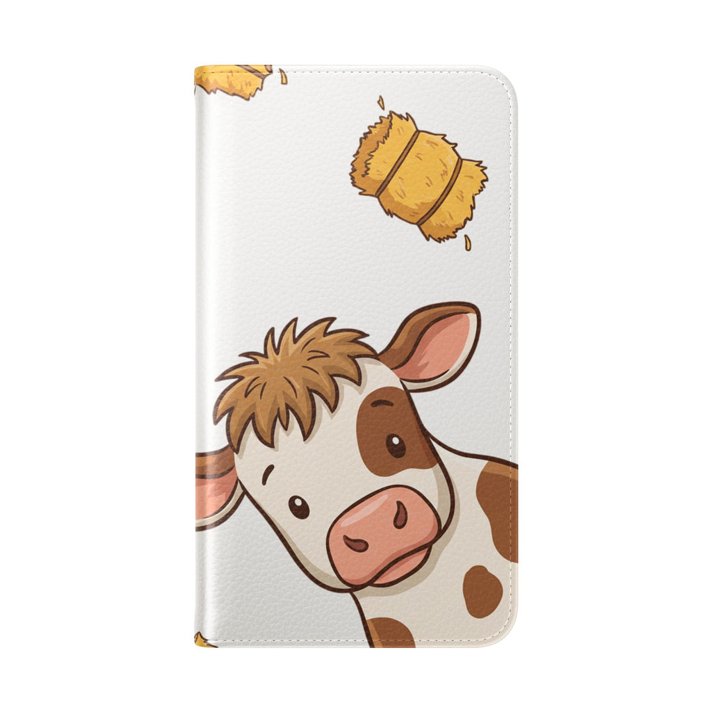 Cow & Hay Pattern Flip Case/ Cute Farm Animal Phone Wallet