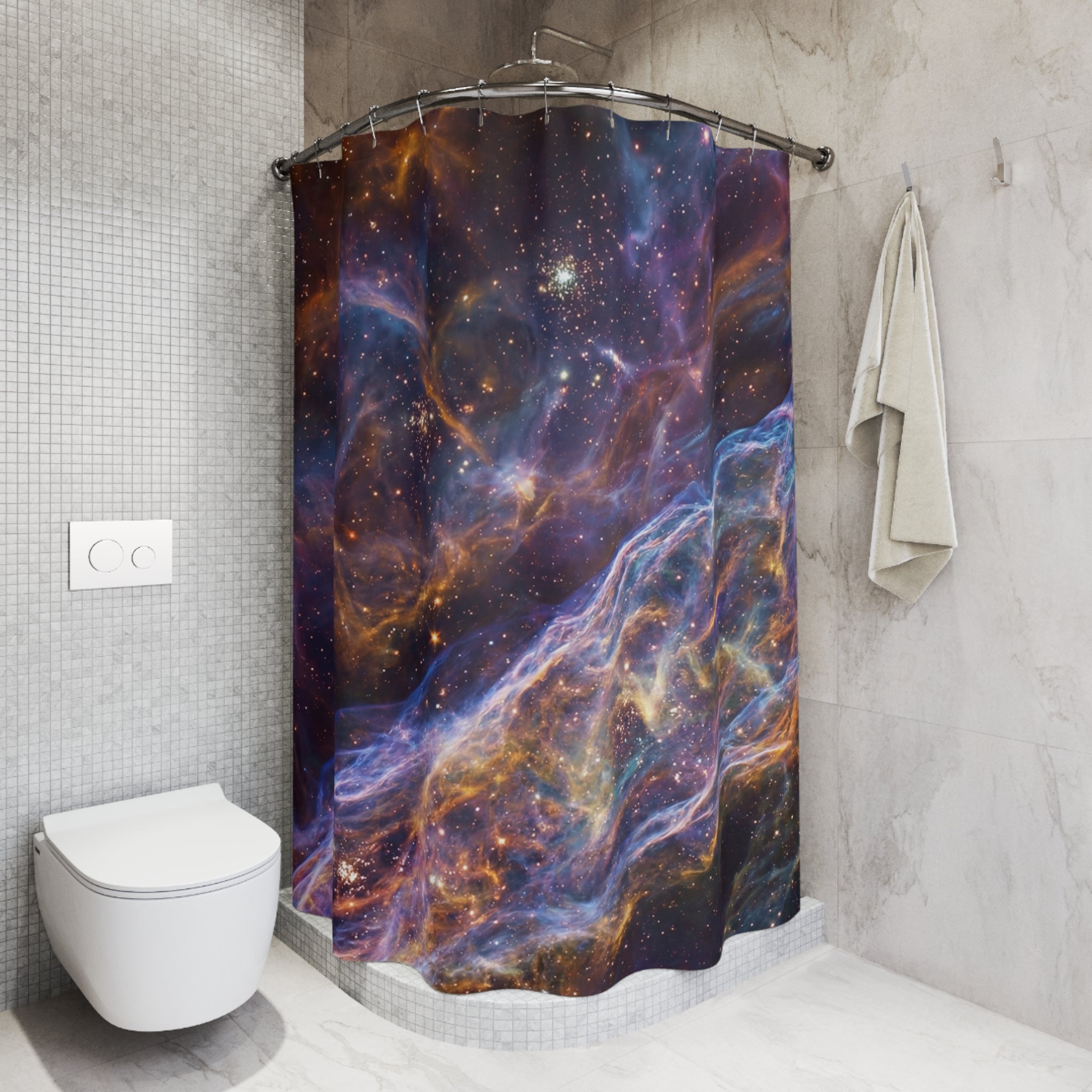 Cosmic Nebula Shower Curtain/ Space Galaxy Stars Bathroom