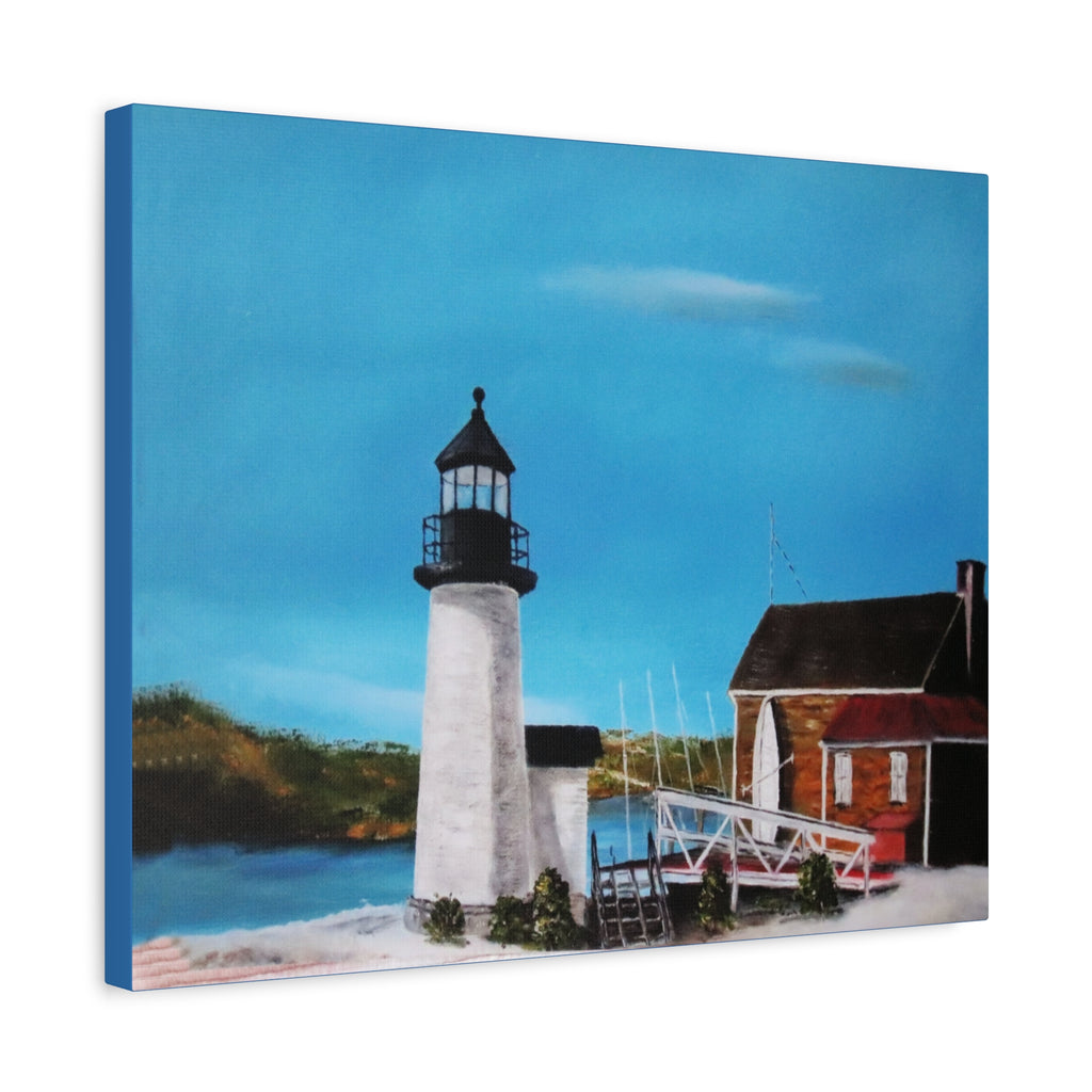 Lighthouse Coastal Painting Canvas | Matte Stretched Wall Art