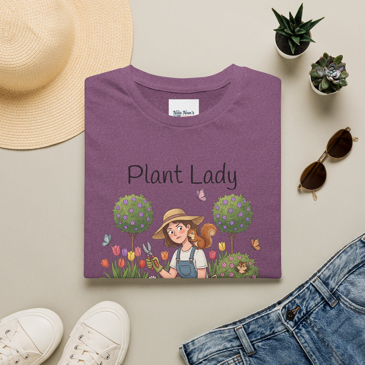 Plant Lady Gardening Unisex Graphic T-Shirt – Funny Plant Mom Cotton Tee