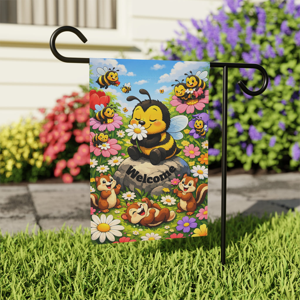 Cute Bee Welcome Garden Flag | House Banner, Floral Spring Decor