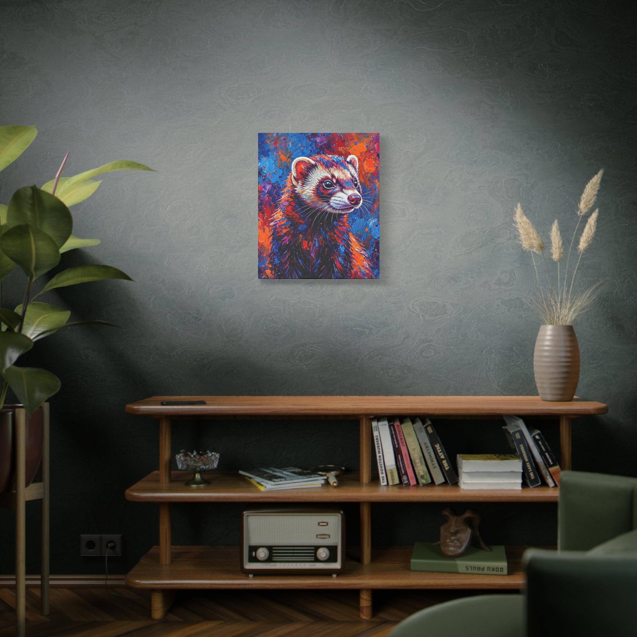 Colorful Ferret Canvas Print /Vibrant Pop-Art Animal Wall Art