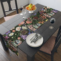 Floral Garden Birds Table Runner | Cottage Garden Birdhouse & Floral Decor