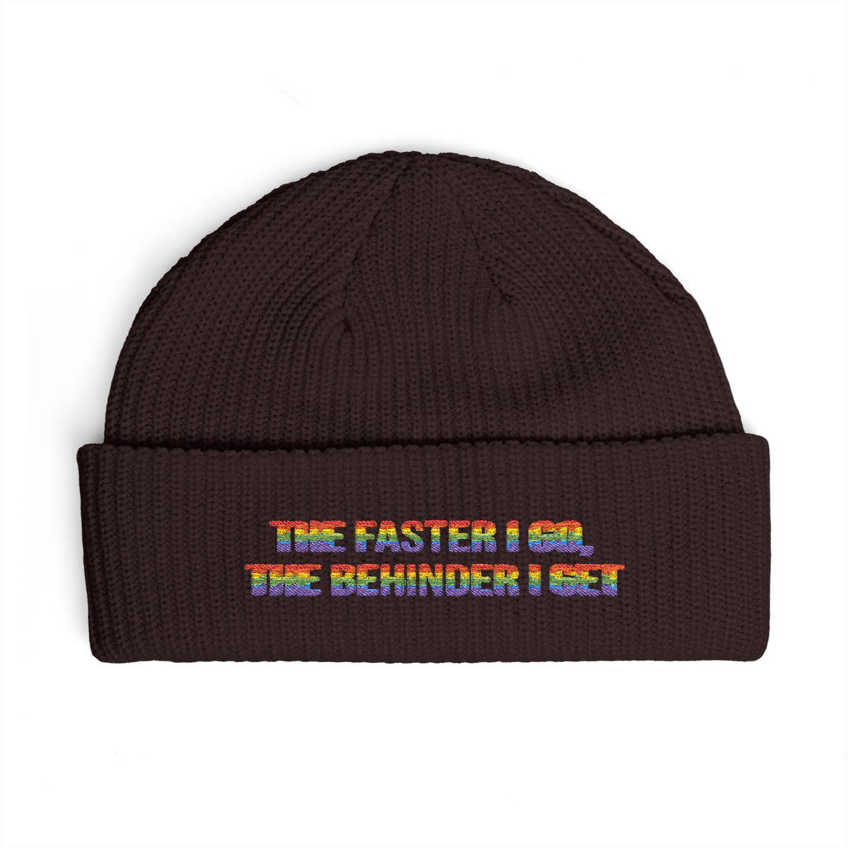 Rainbow Text Patch Cuff Beanie | Pride Embroidered Hat