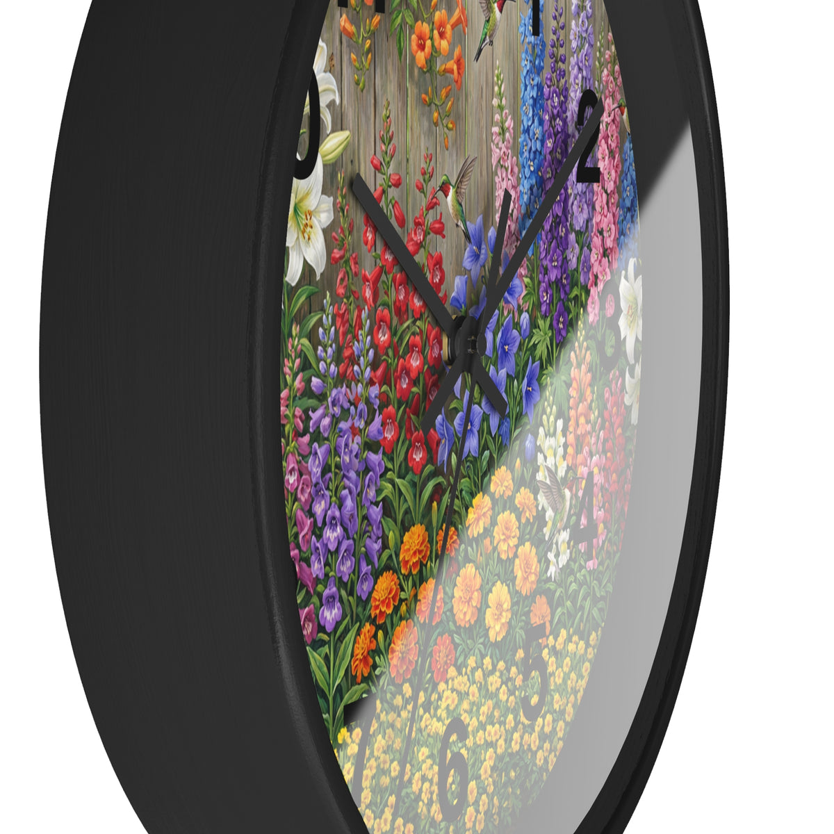 Floral Garden Wall Clock — Colorful Cottage Flower Timepiece