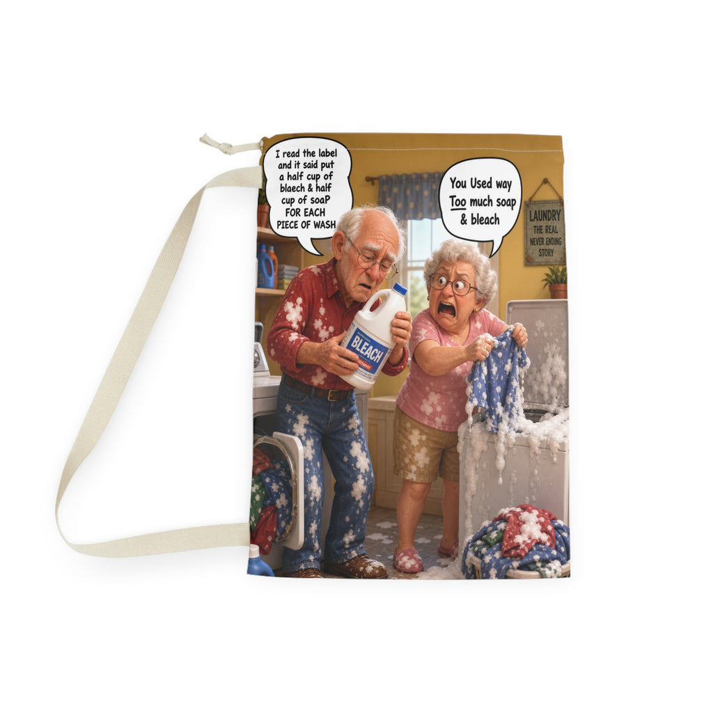 Funny Cartoon Laundry Bag — 'You Used Way Too Much Soap & Bleach'