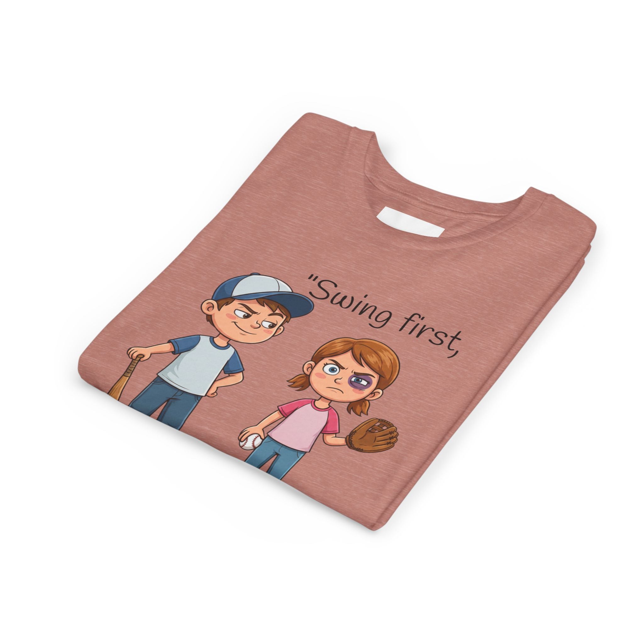 Youth Tee / "Swing First, Apologize Later" Baseball & Softball Kids Shirt