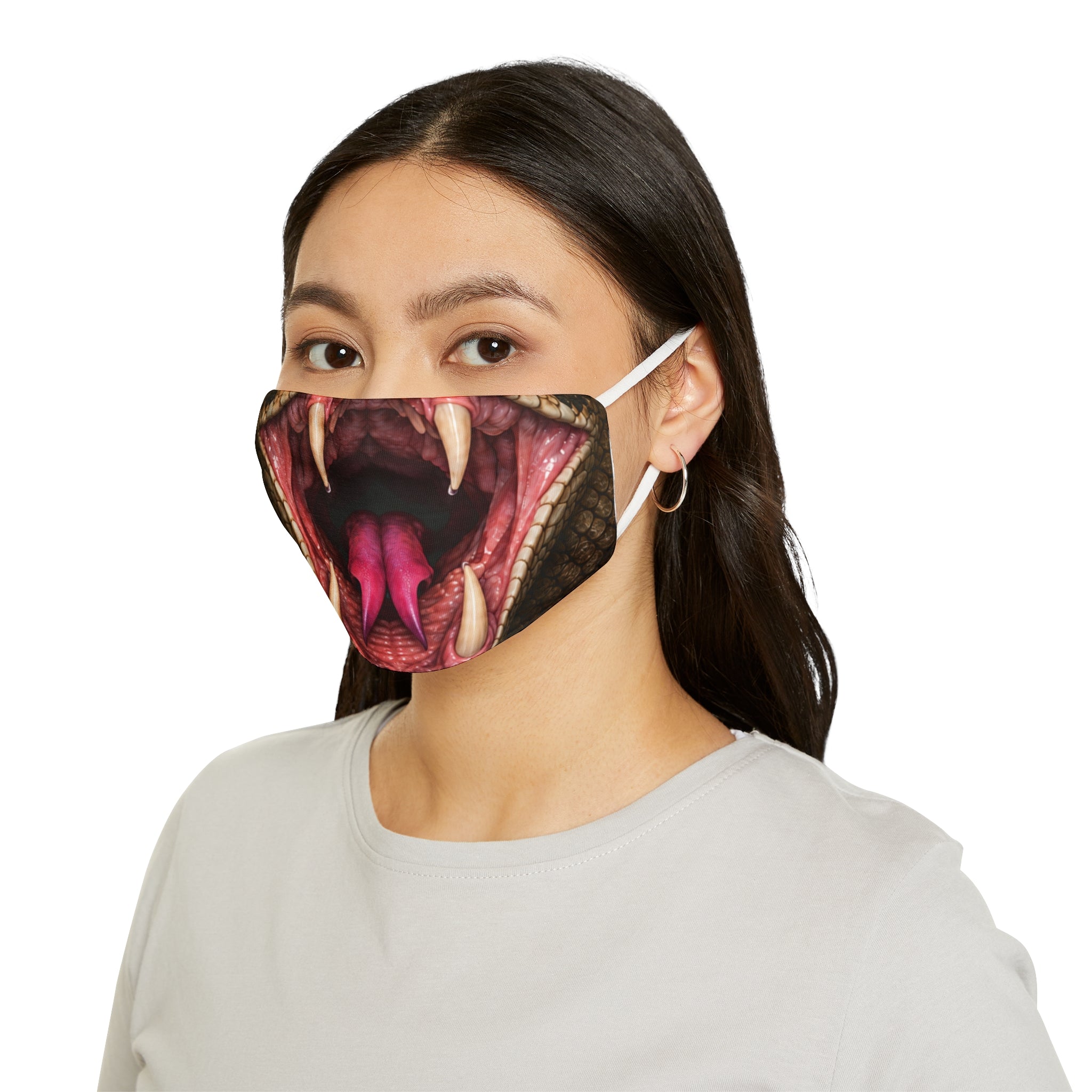 Snake Fang Mouth Face Mask, Snug-Fit Polyester Mask