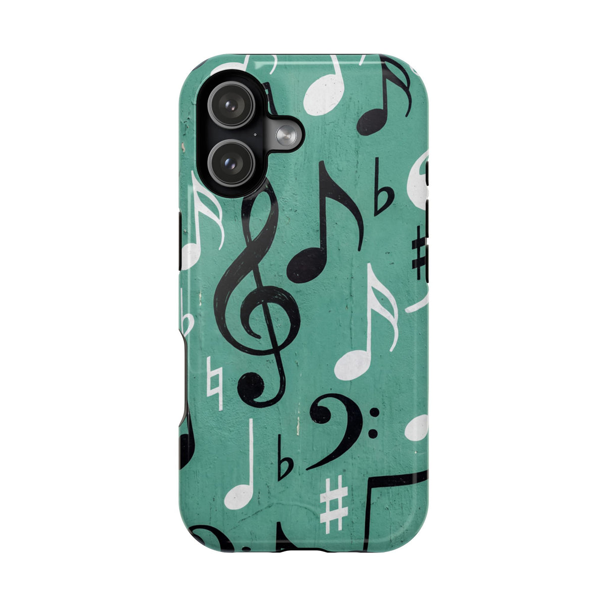 Teal Music Notes Phone Case | Impact-Resistant Case