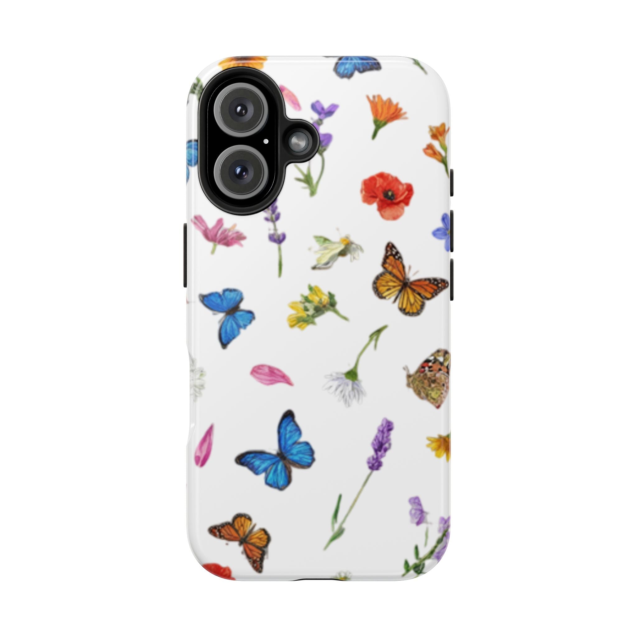Butterfly Meadow Tough Phone Case / Floral Protective Phone Cover