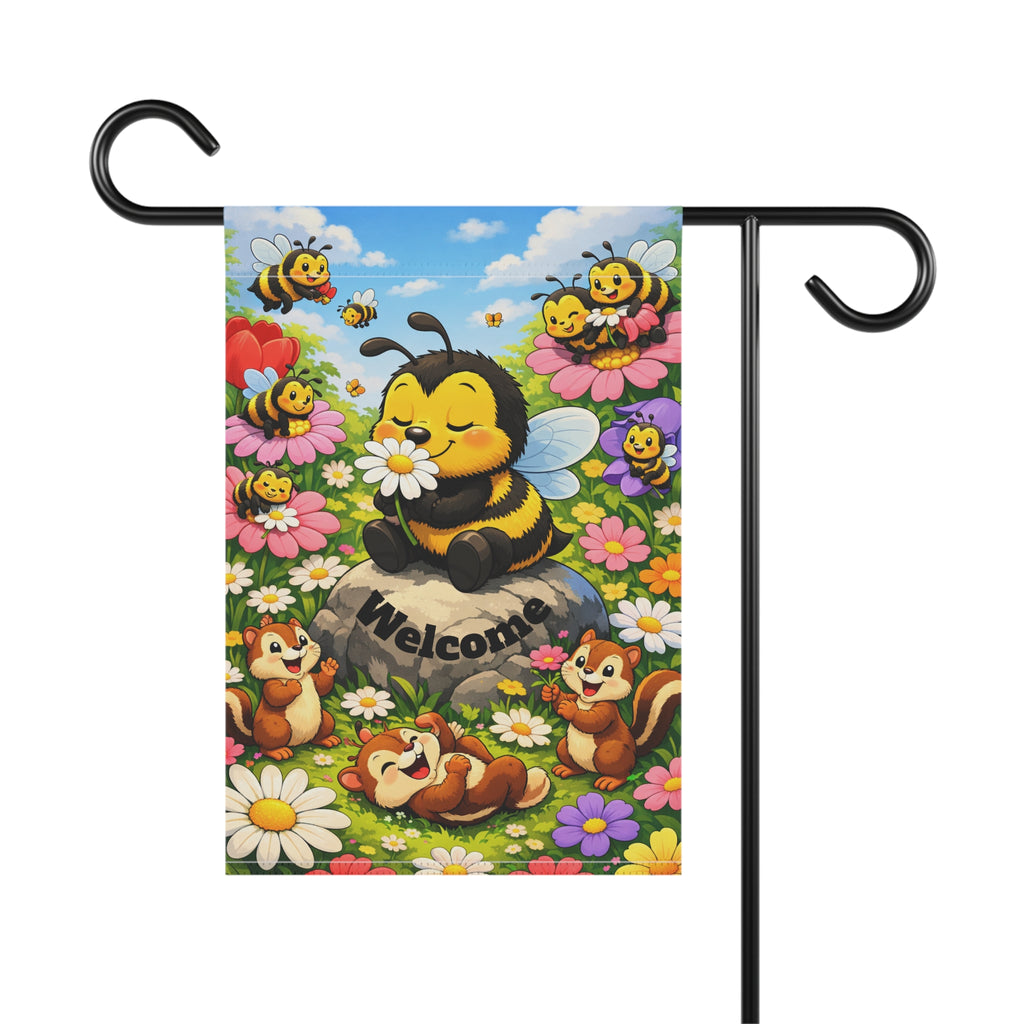 Cute Bee Welcome Garden Flag | House Banner, Floral Spring Decor