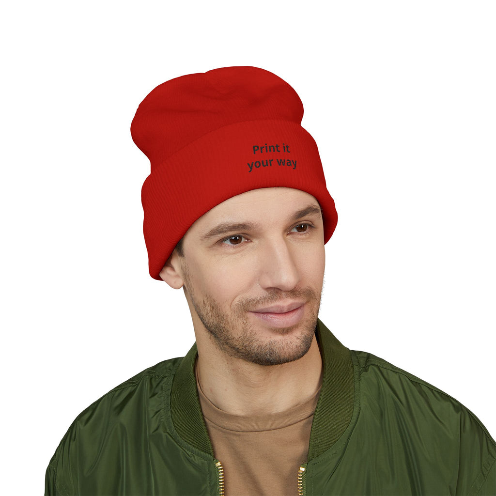 Print It Your Way beanie | Cuffed Embroidered Beanie, Custom Text