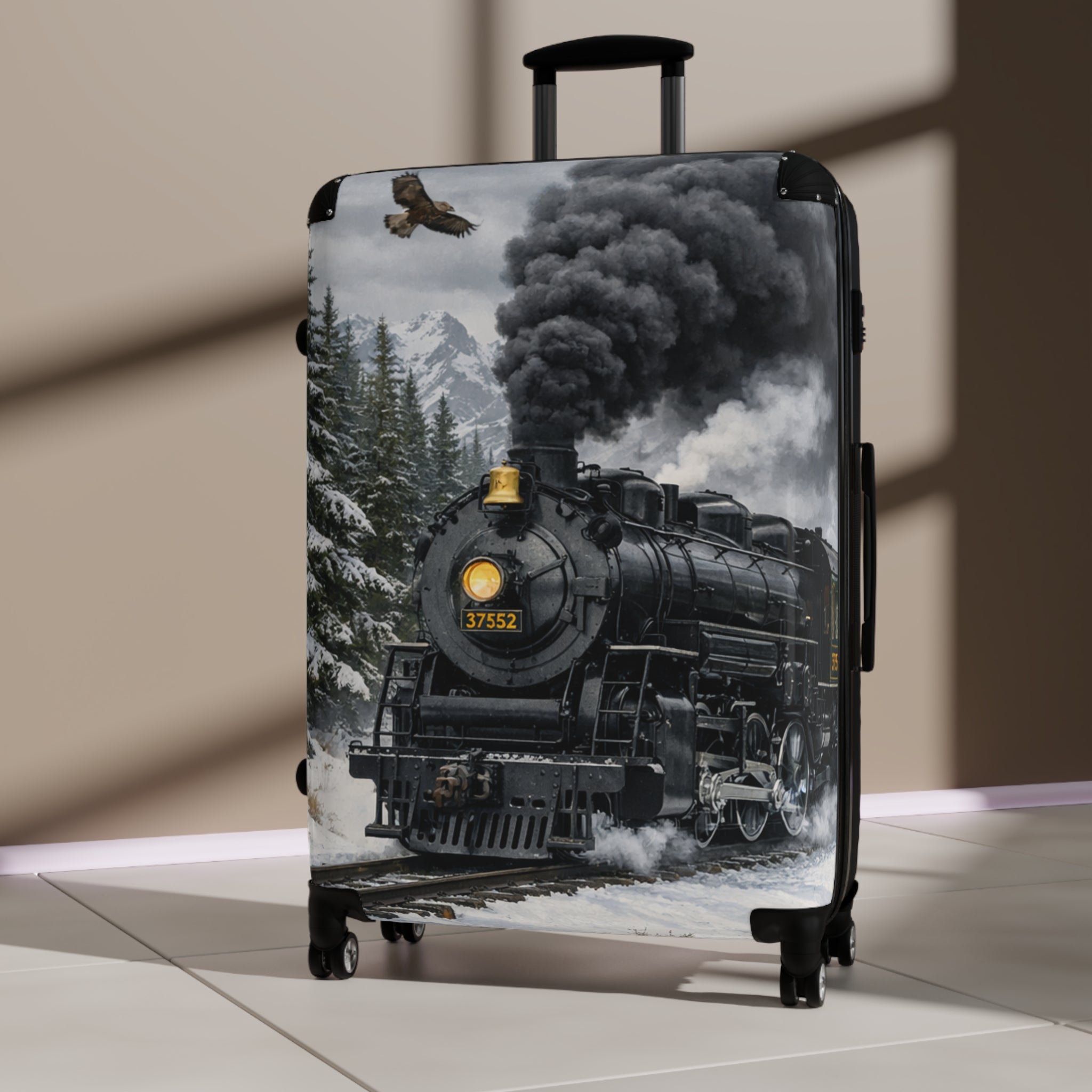 Vintage Steam Locomotive Suitcase | Train Travel Luggage
