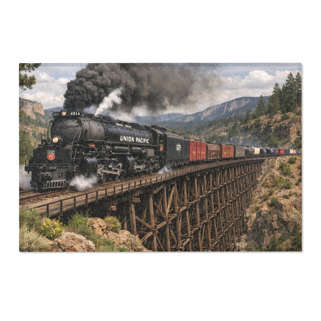Union Pacific Steam Train Area Rug | Big Boy Locomotive with Cars