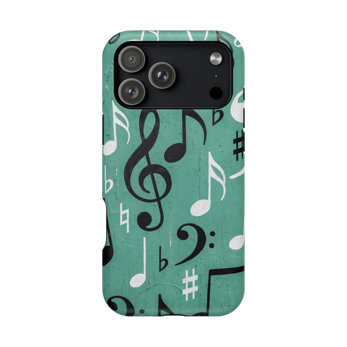 Teal Music Notes Phone Case | Impact-Resistant Case