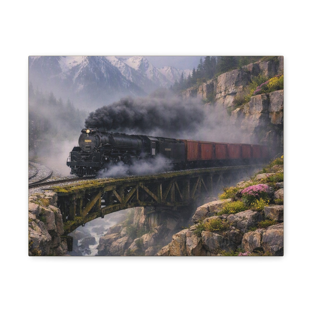 Rails Through the Wilderness Matte Stretched Canvas Print | 1.25" Gallery Wrap
