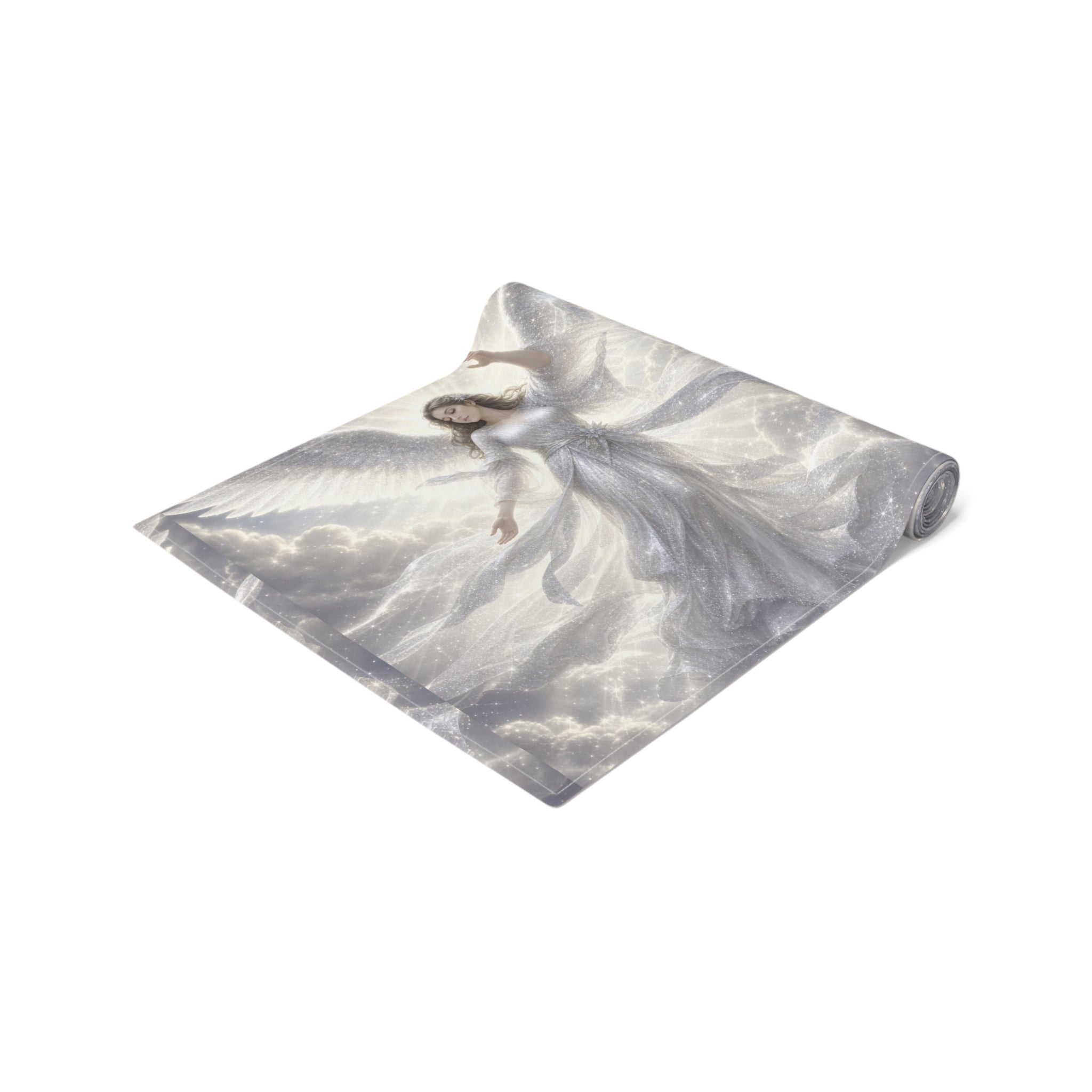Sparkly White Angels Table Runner | Cotton Poly Blend