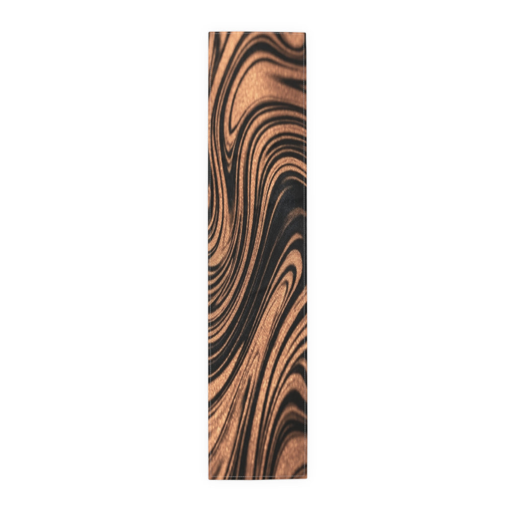Halloween Copper Marble Swirl Table Runner | Abstract Woodgrain Pattern