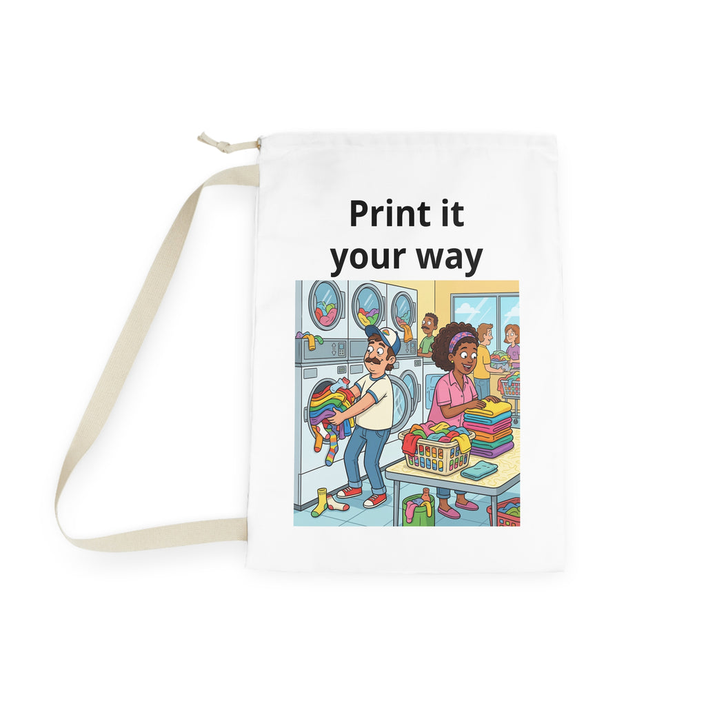 Laundry Day Illustration Laundry Bag | Cartoon Laundromat Print