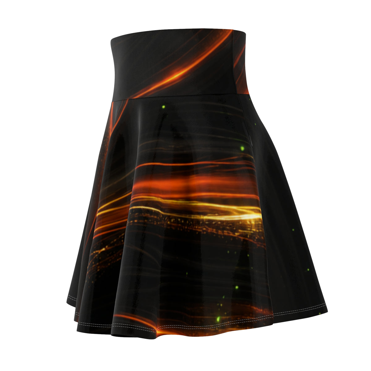 Orange Flame Skater Skirt | Molten Fire Print – High-Rise Women's Skirt