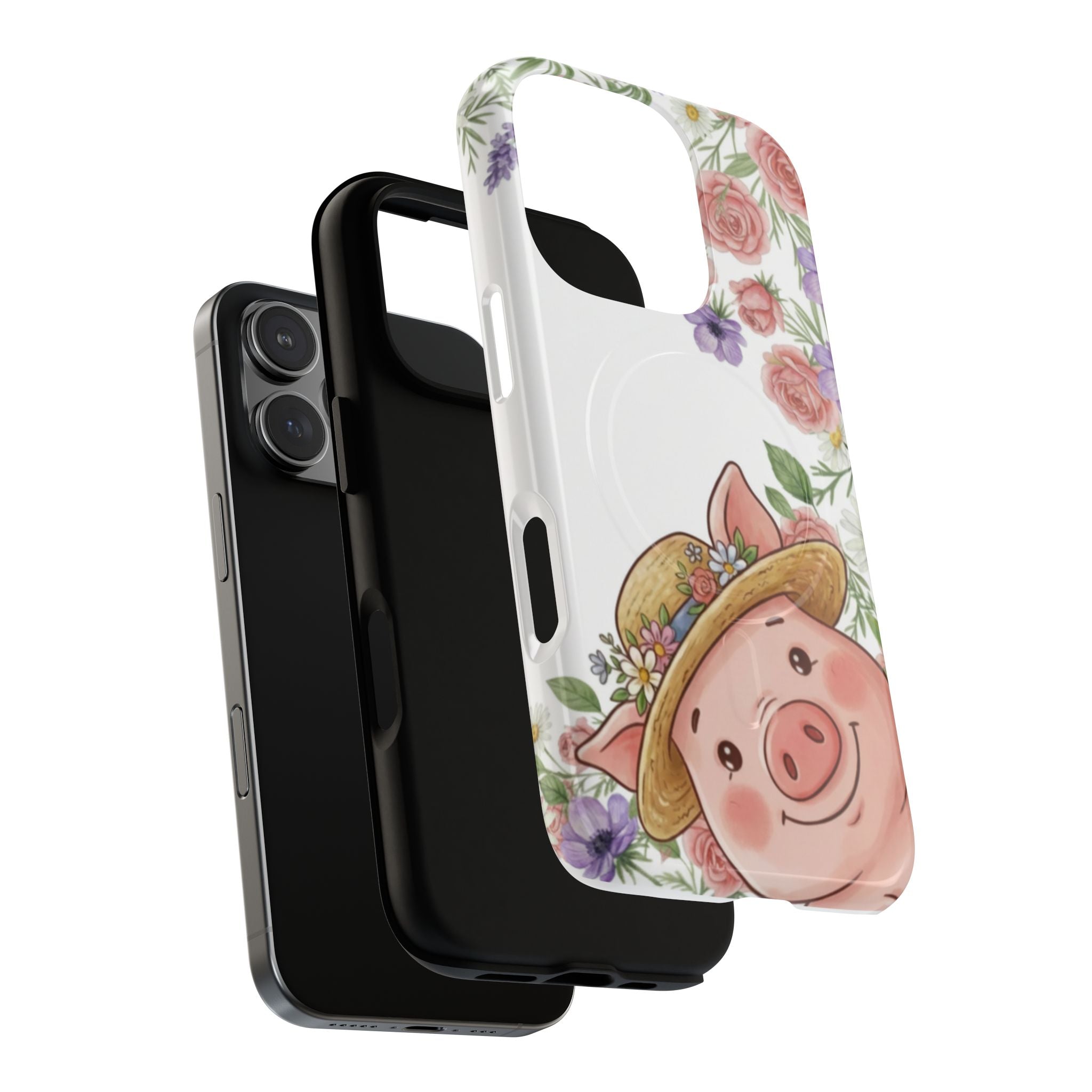 Piglet in Straw Hat Floral Phone Case